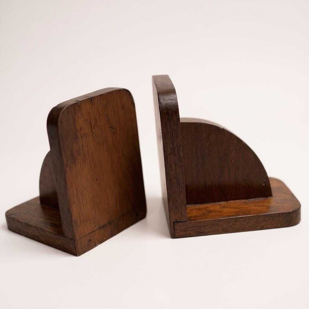 Pair Of Solid Teak Mid Century Bookends / Desk Accessories, C.1950s