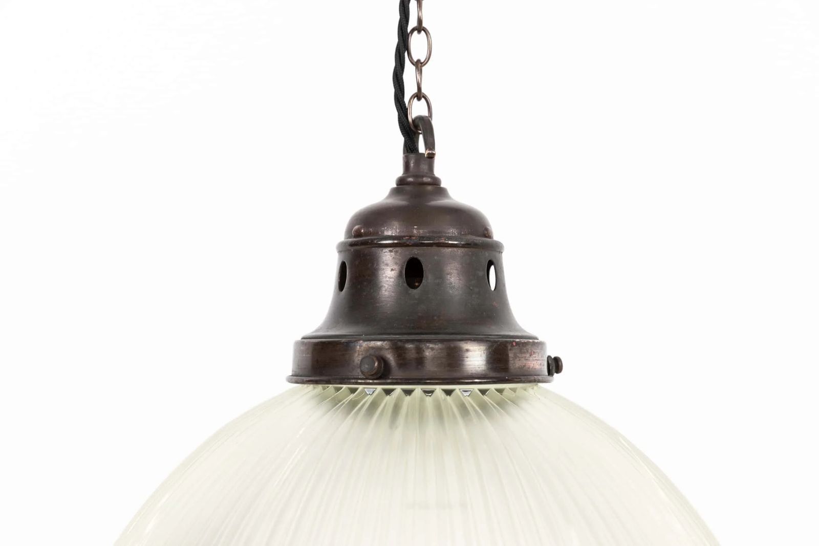Holophane USA 'Reflector Refractor' Glass Pendant Light photo vinterior