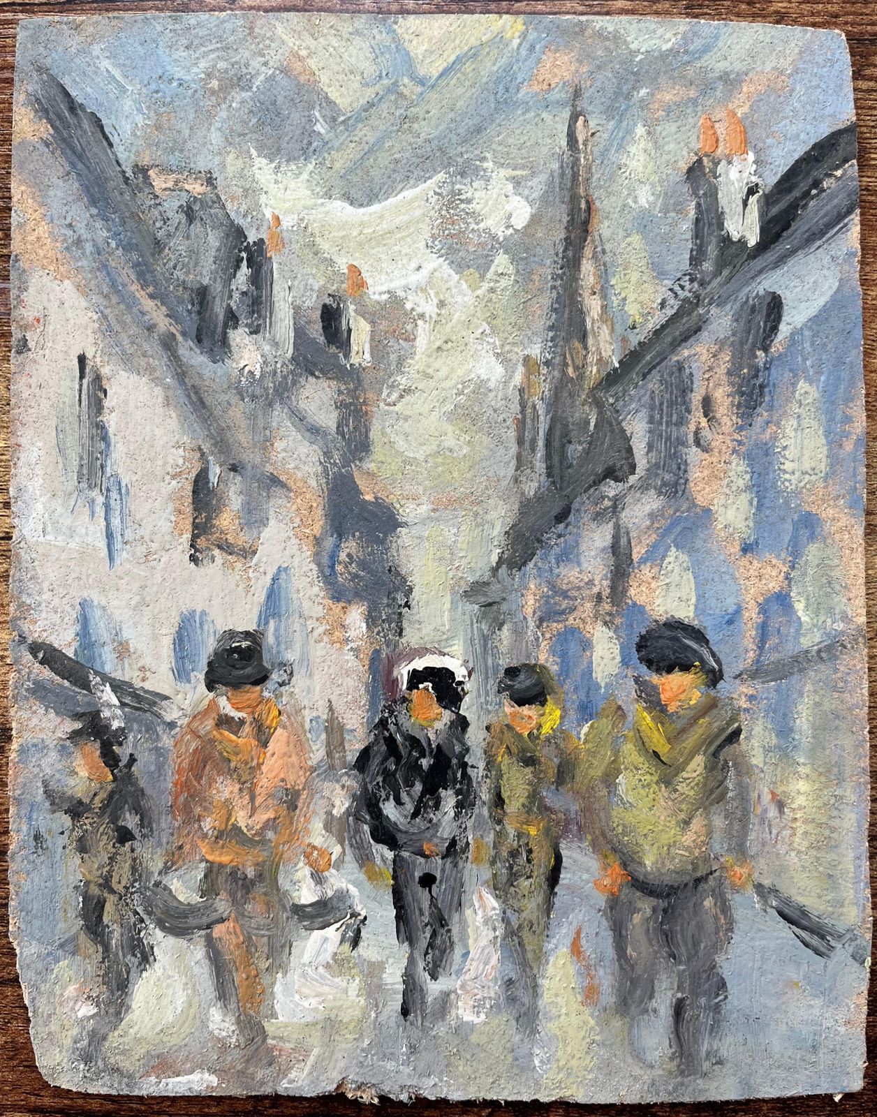 Fanch Lel French Impressionist Oil Painting Of Figures Strolling Through A Village Lane photo furniture