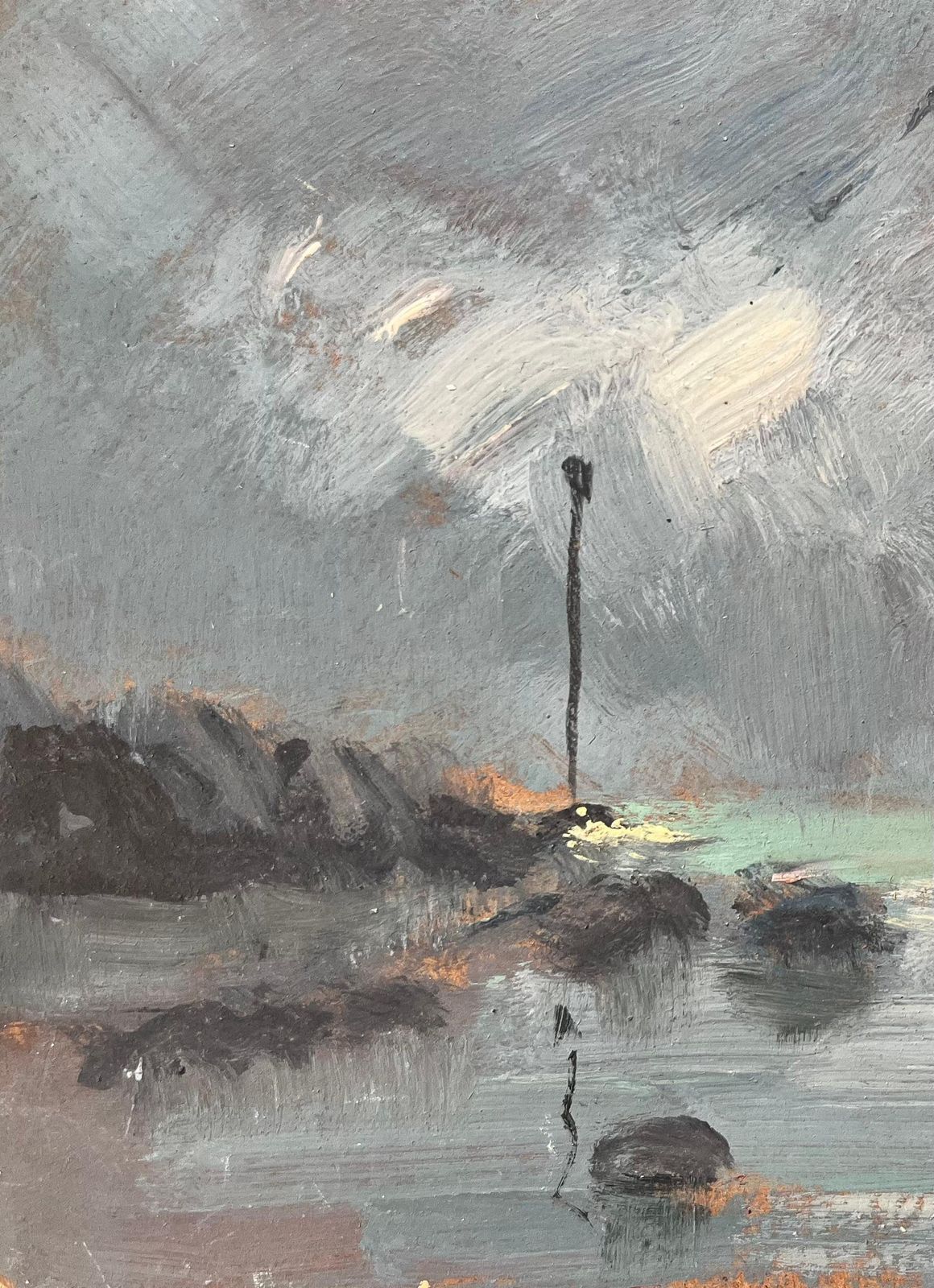 Fanch Lel French Impressionist Oil Painting Of Coastal Scene With Boat At Anchor photo 515.0
