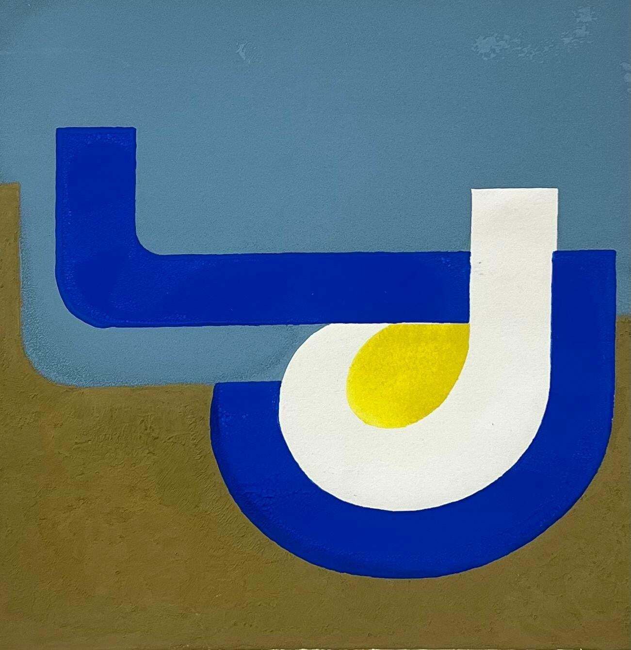Arlette Martin 1970's French Geometric Abstract Painting Bold Modern Colours 20th Century