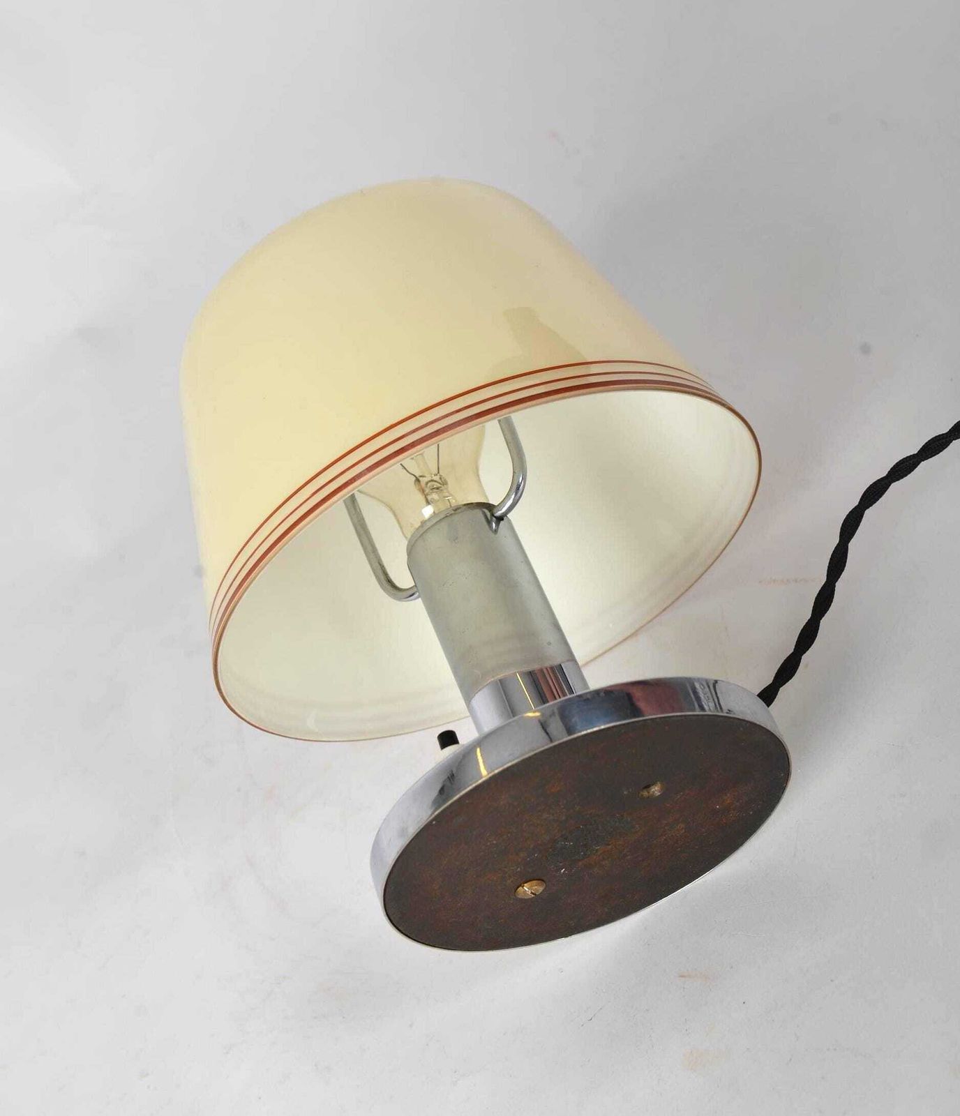 Bauhaus Functionalist Desk Lamp 1930s Chrome Desk Lamp With Opaline Glass, Modernist Lamp, Mid Century Glass Lamp photo 495.0