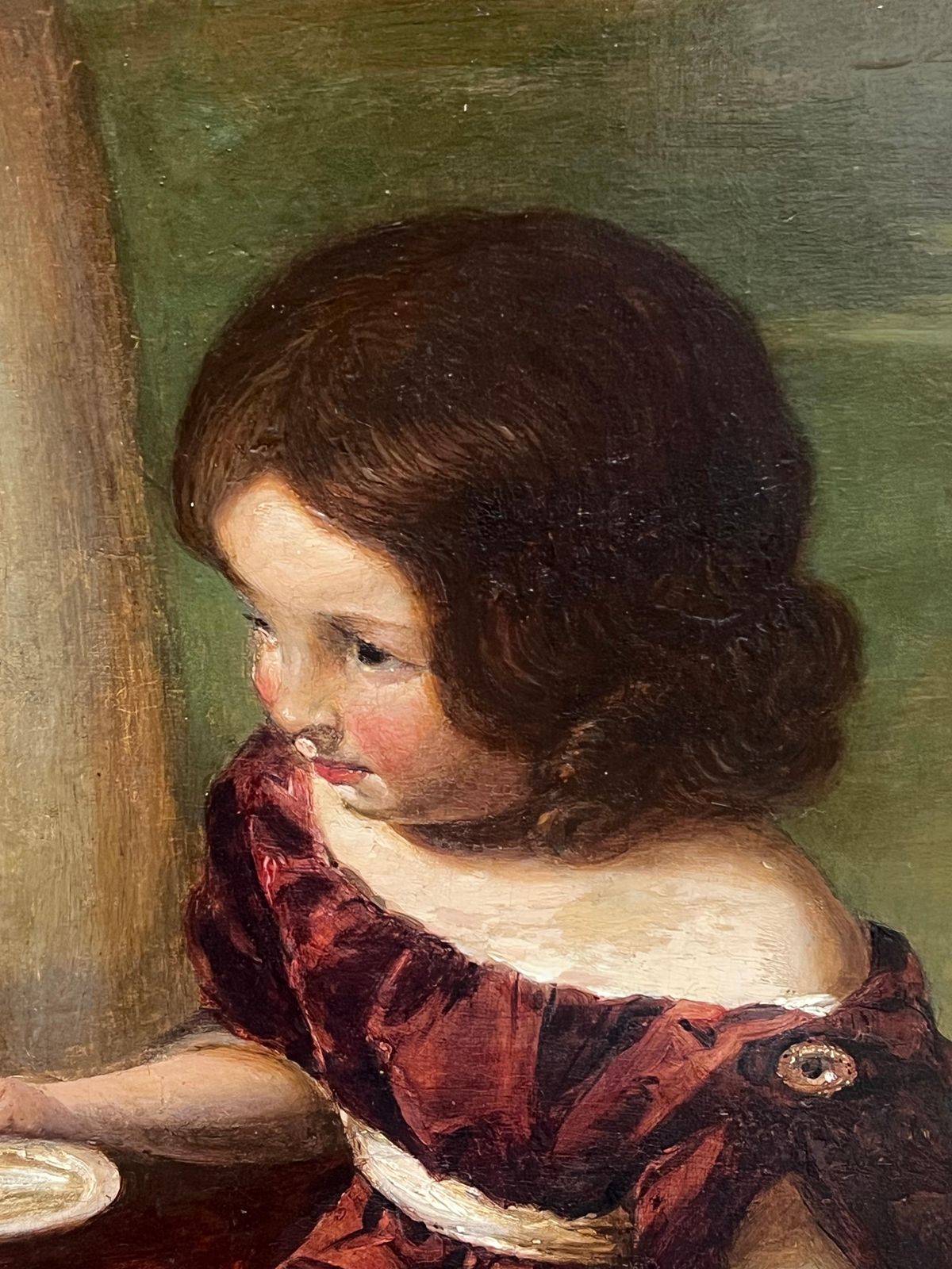 William Underhill Victorian Pastoral Scene Children With Pet Lamb & Cat 19th Century Large Oil 1847 photo Art