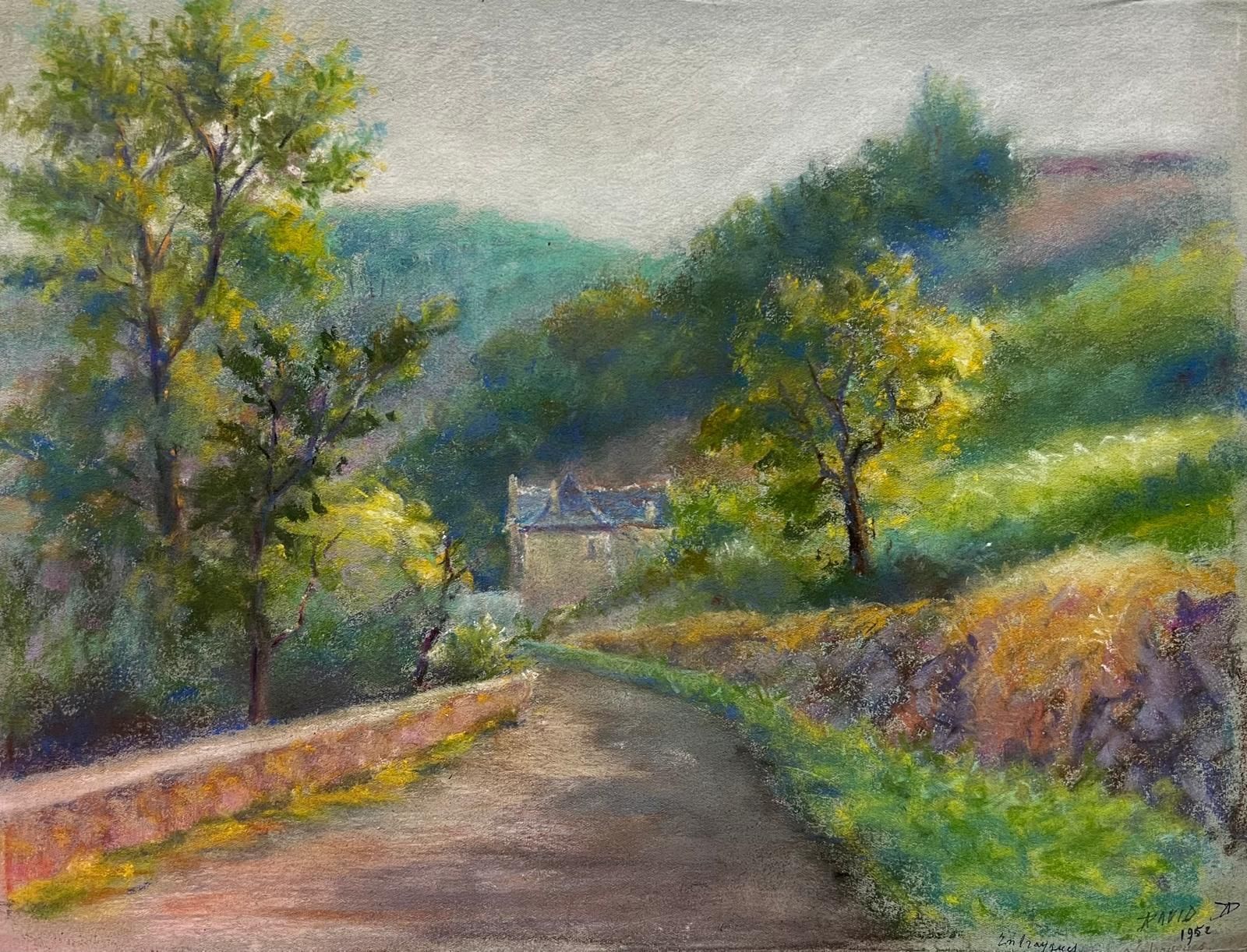Regine David Countryside Path With Cottage And Lush Foliage Soft Pastel Landscape 1952