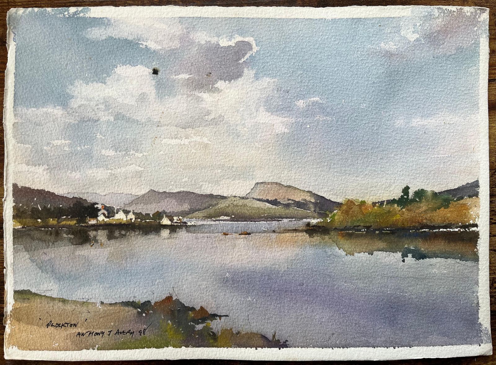 Anthony Avery British Impressionist Watercolor Of Plockton Reflections, Scottish Highlands 1998 photo furniture