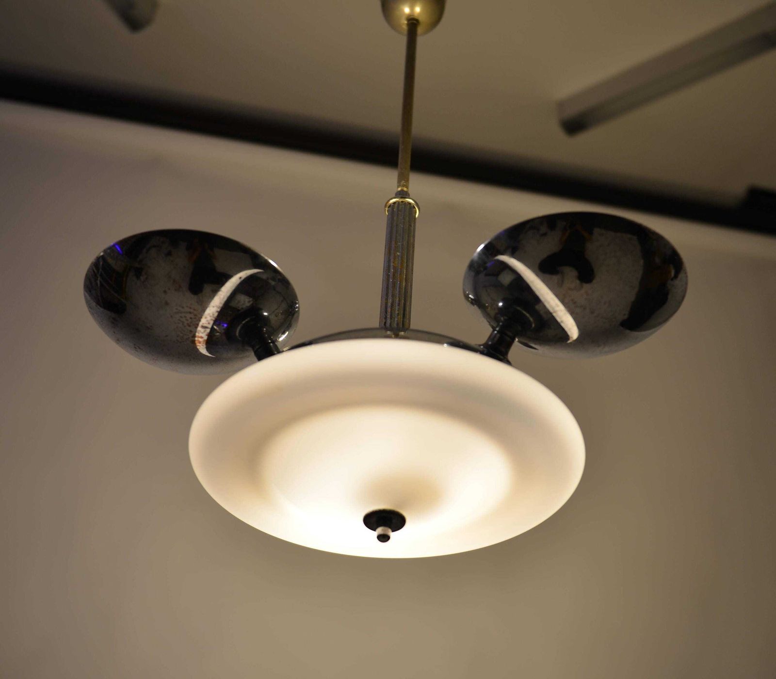 Art Deco Chandelier 1930s Modernist Lighting Bauhaus Pendant Light Vintage Chandelier Vintage Ceiling Light Opaline Shade Bauhaus Chandelier photo furniture