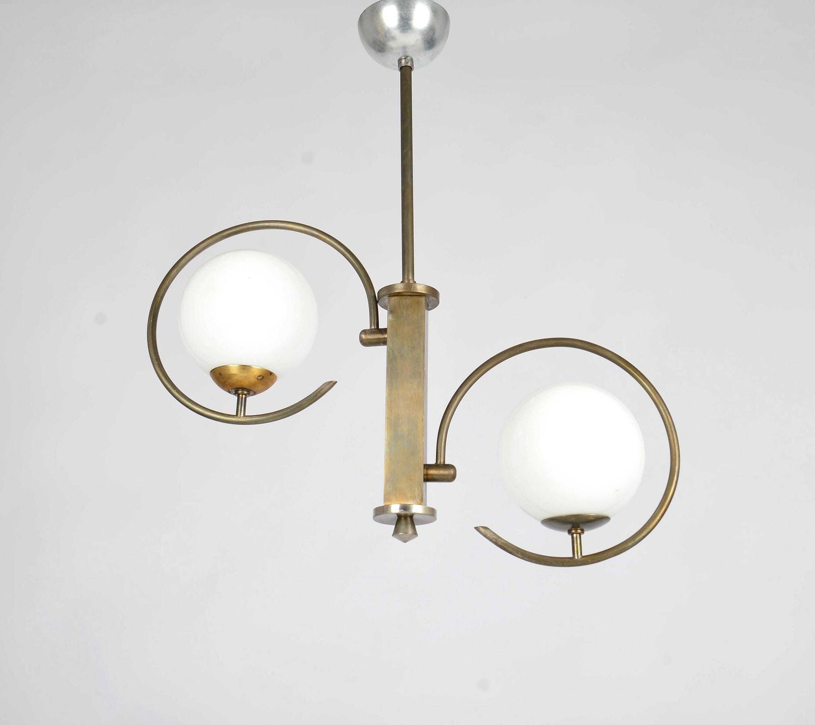 Art Deco Chandelier 1930s Modernist Lighting Bauhaus Pendant Light Vintage Chandelier Vintage Ceiling Light Opaline Shade Bauhaus Chandelier