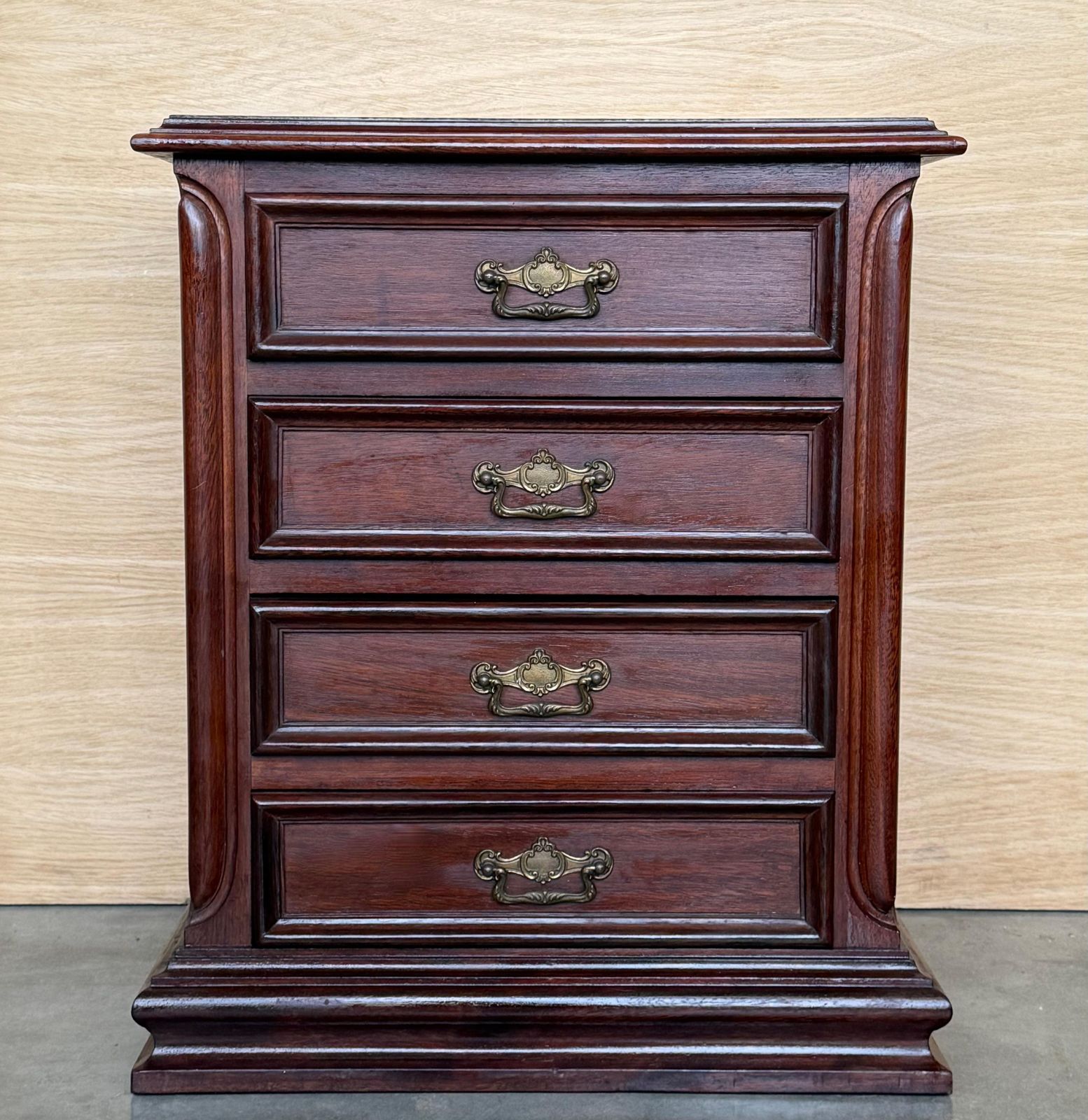 Pair Of Chippendale Solid Walnut Small Chest Of Drawers Or Nightstands photo furniture