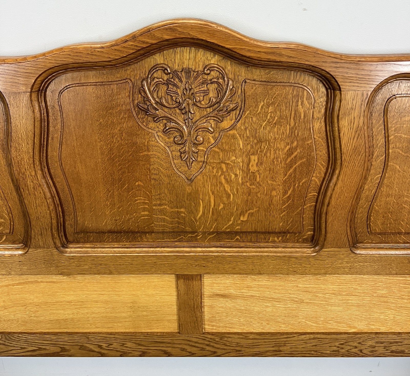 Bed Vintage French Louis XVI Double Bed Frame Oak Carved Headboard Lot 4617 photo vintage