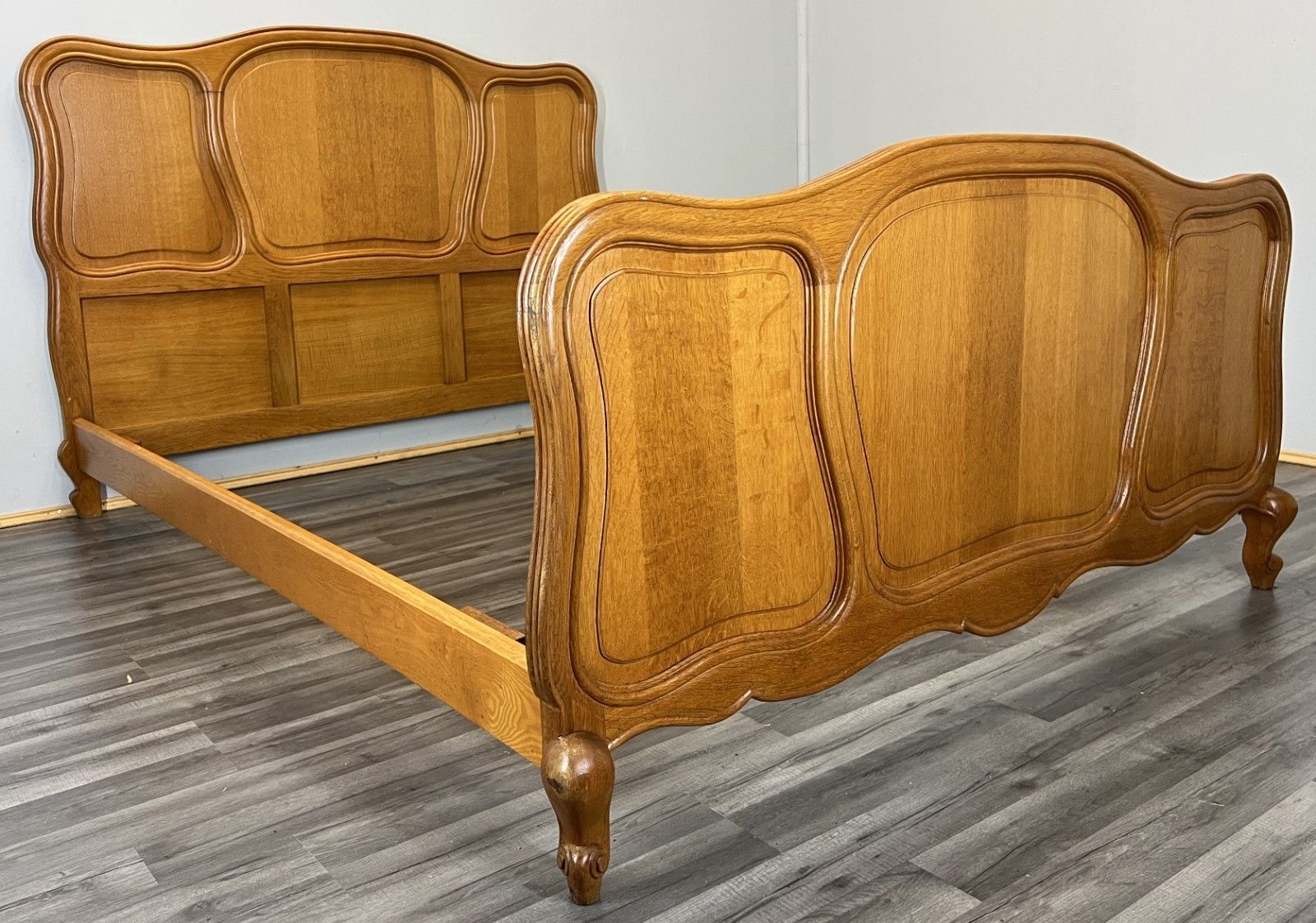 Bed Vintage French Louis XVI Double Bed Frame Oak Carved Headboard Lot 4614 photo furniture