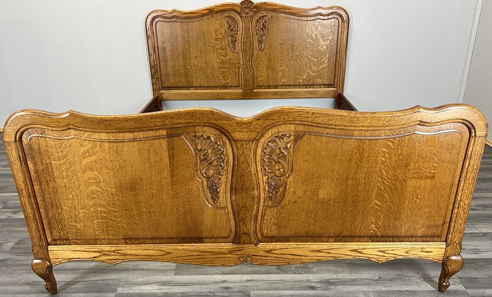 Bed Vintage French Louis XVI Double Bed Frame Oak Carved Headboard Lot 4619 photo for sale