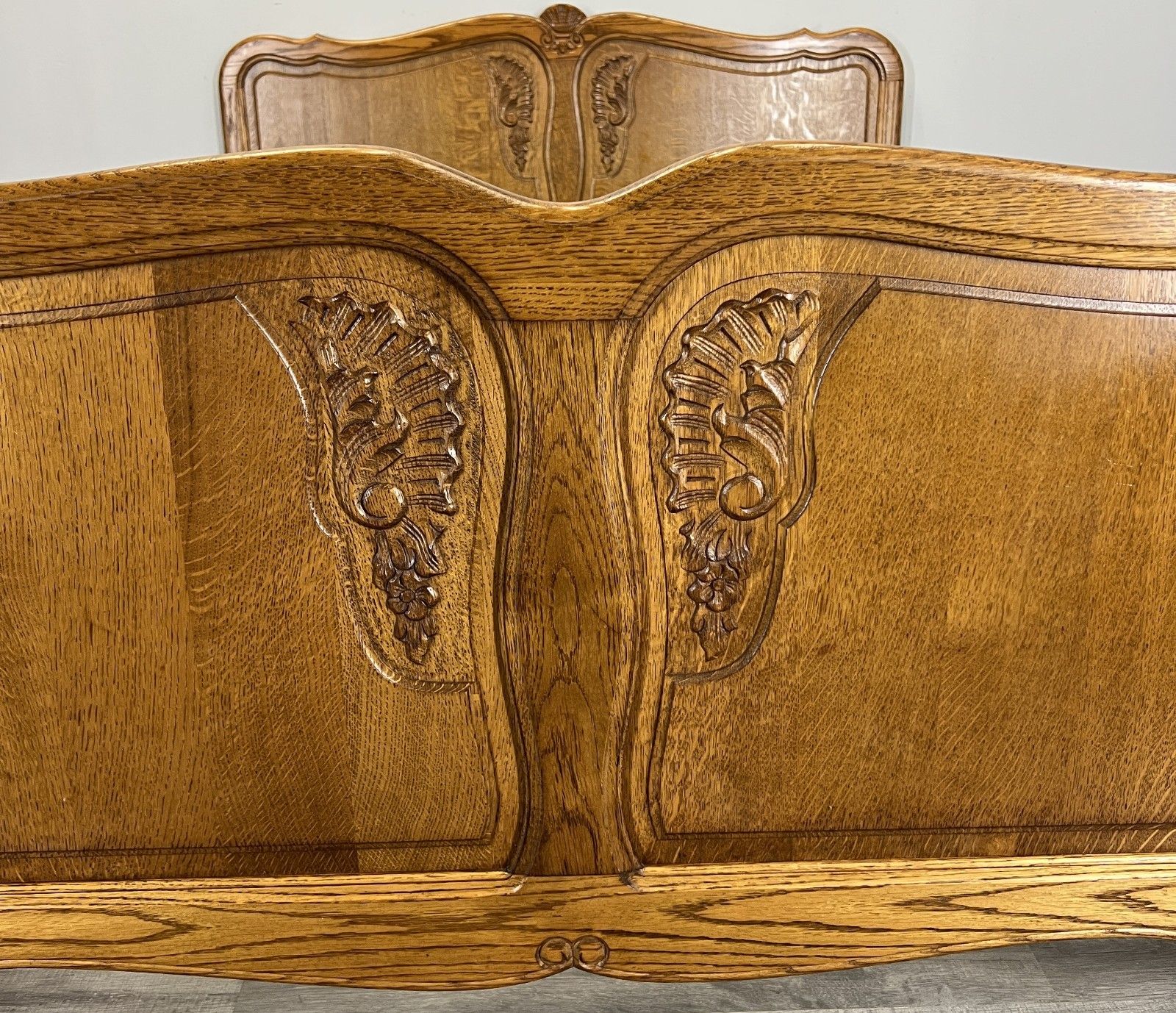 Bed Vintage French Louis XVI Double Bed Frame Oak Carved Headboard Lot 4619 photo Furniture