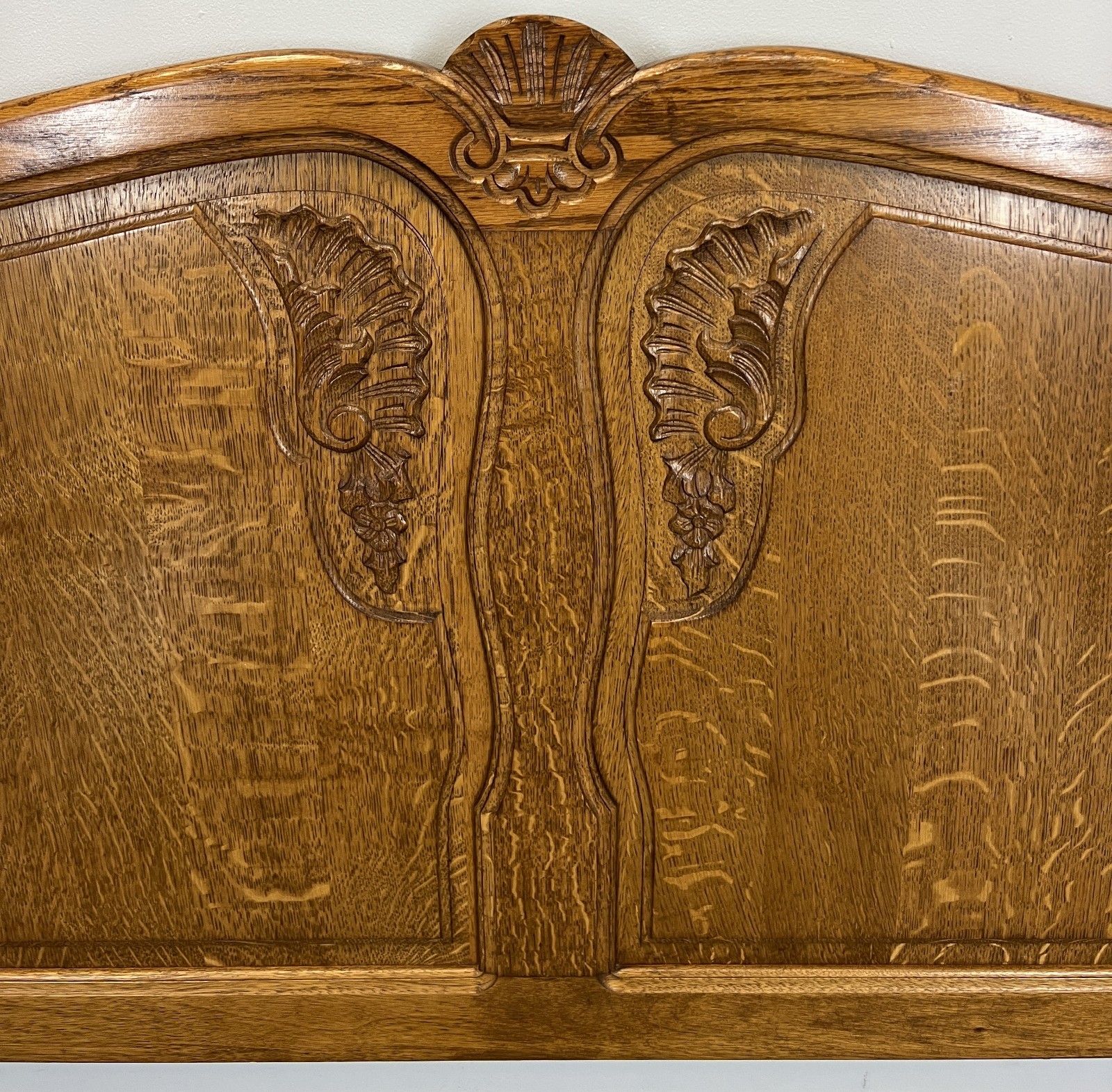 Bed Vintage French Louis XVI Double Bed Frame Oak Carved Headboard Lot 4619 photo vintage