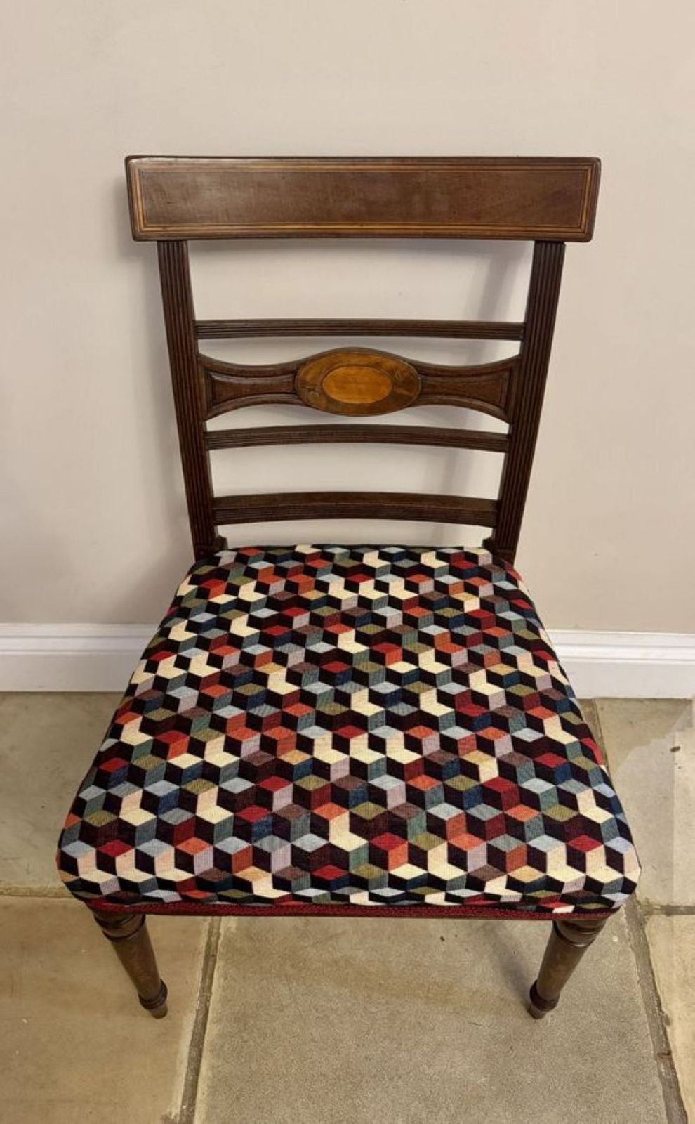 Vibrant Pair Of Regency Mahogany Inlaid Pair Of Chairs photo for sale