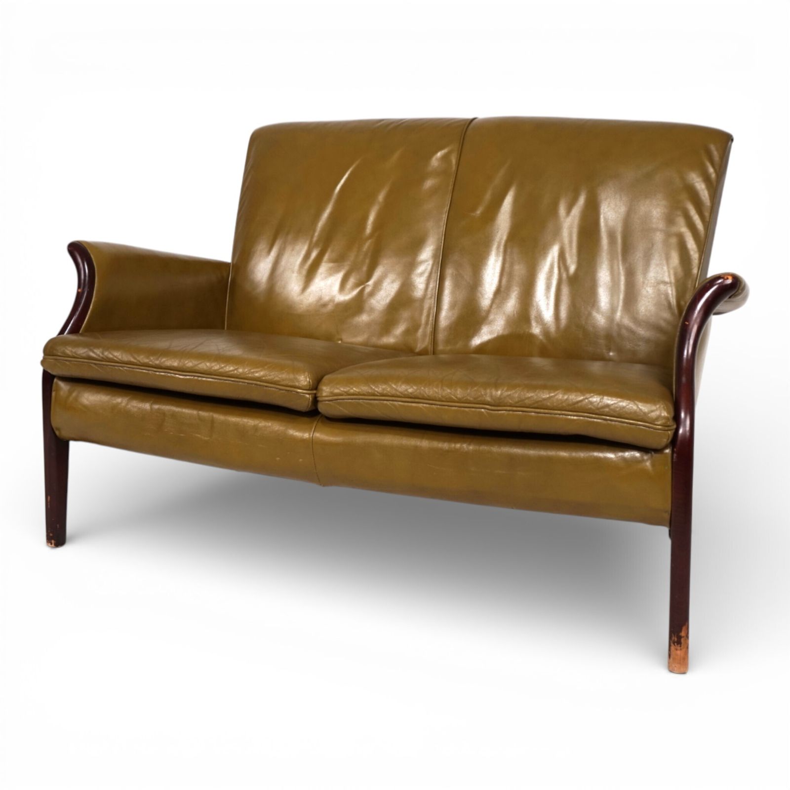 Moss Green Froxfield Leather Two Seater Sofa By Parker Knoll, 1960 photo 745.0