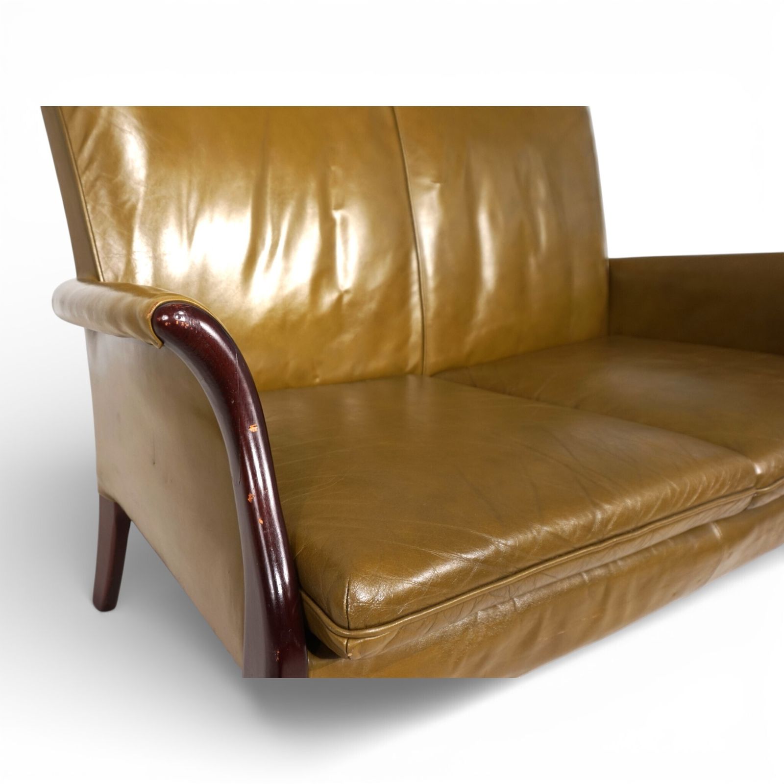 Moss Green Froxfield Leather Two Seater Sofa By Parker Knoll, 1960 photo vintage