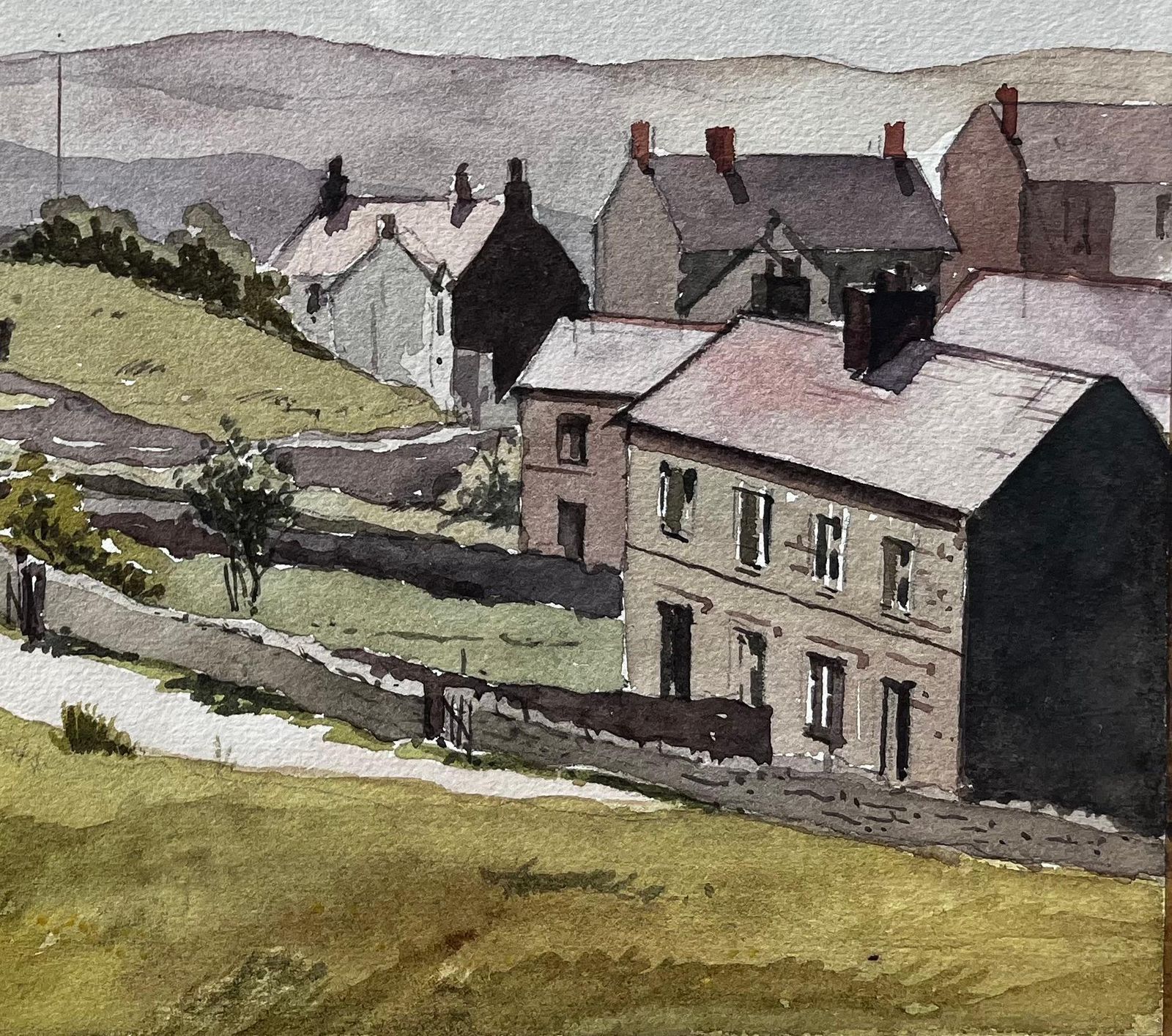 Nthony Herbert Yorkshire Dales Road And Stone Houses In Summer Light English Landscape photo for sale