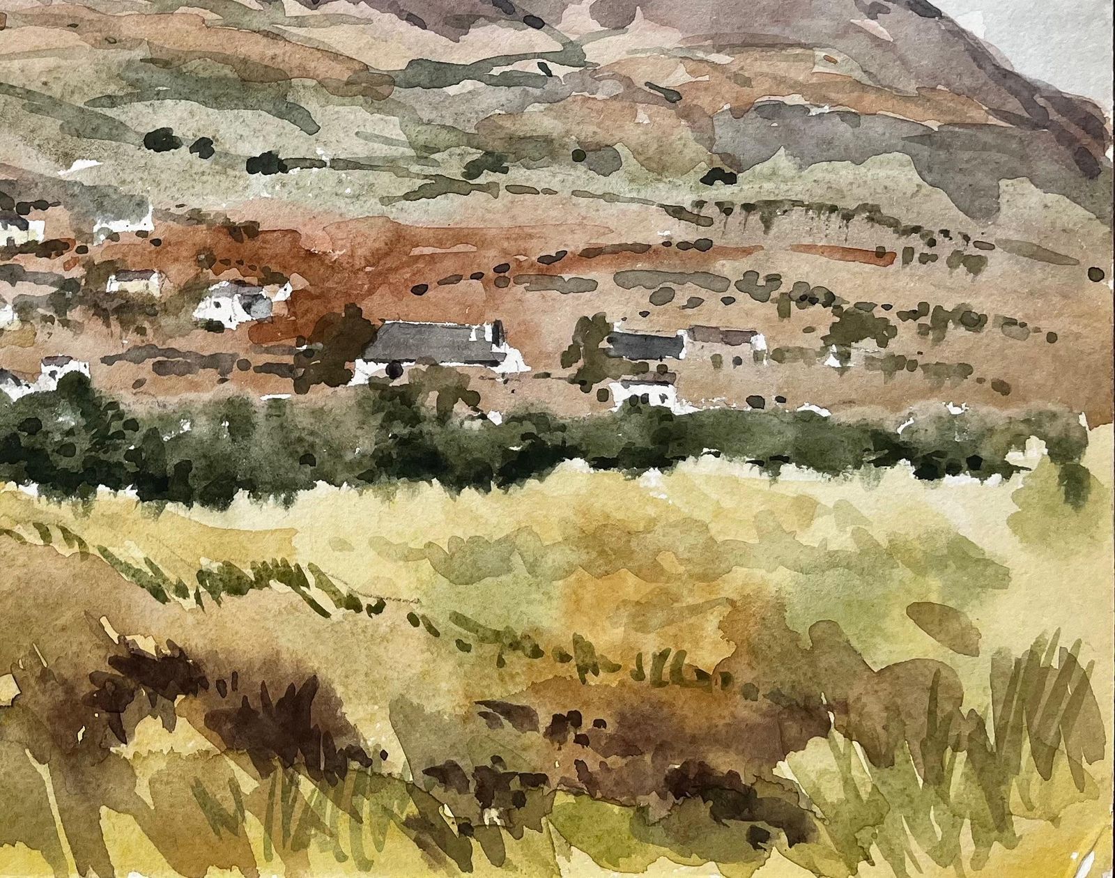 Anthony Herbert Mountain Village With Grassy Foreground And Blue Sky Black Rock Sands Wales 1976 photo Art