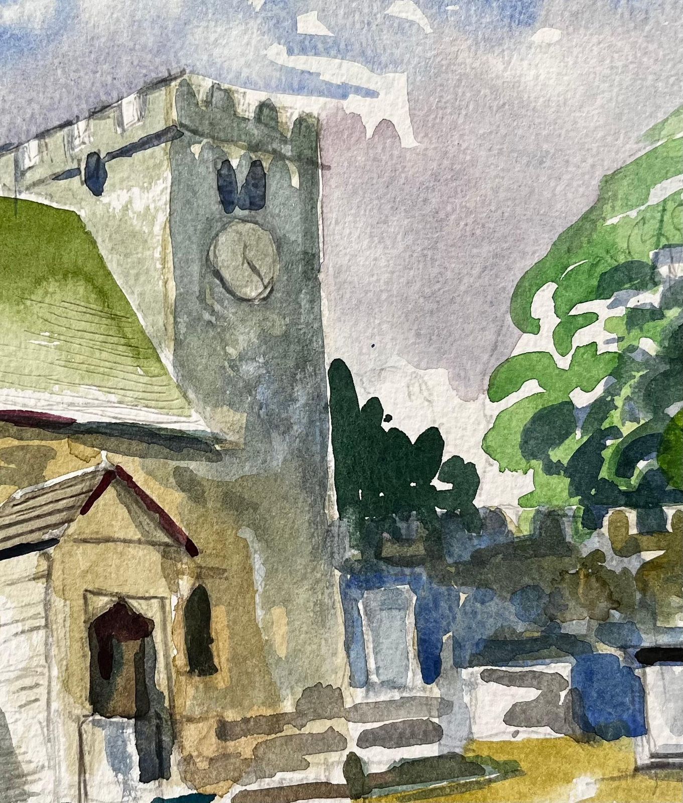 John Steane (B.1931) Wytham Church Oxfordshire Watercolour Painting Of Historic Village Church 2019 photo buy