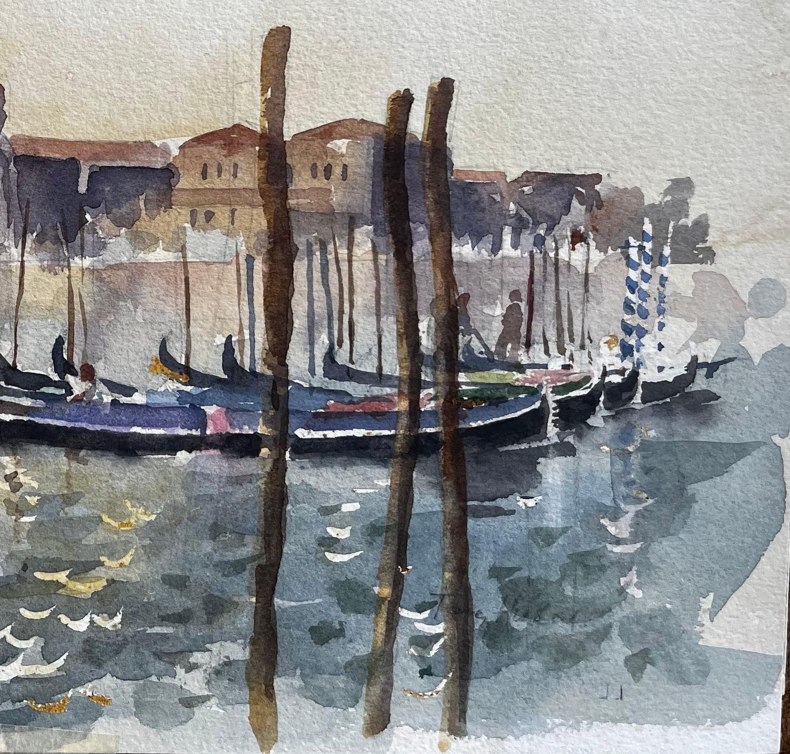 Anthony Herbert Gondolas On The Grand Canal With Santa Maria Della Salute Venice photo 450.0