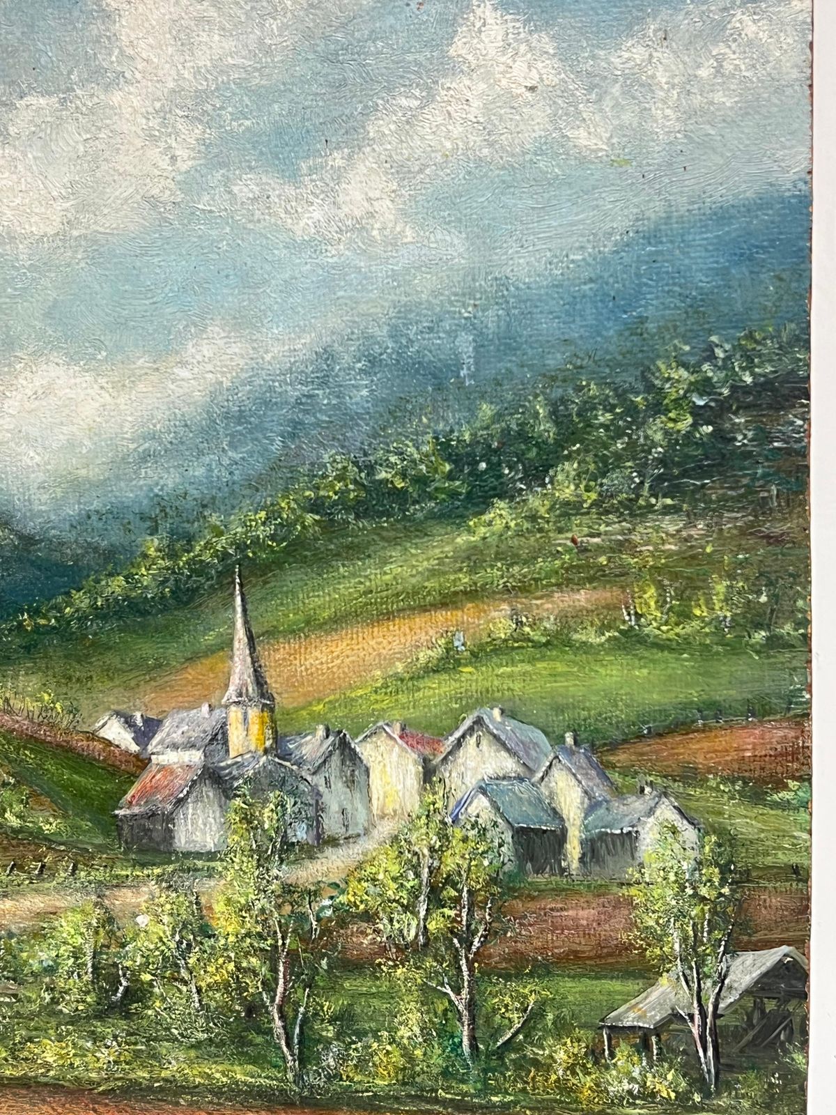 Jean Fourie Village Church Hidden In The French Valleys 20th C. Oil Painting Landscape photo Art
