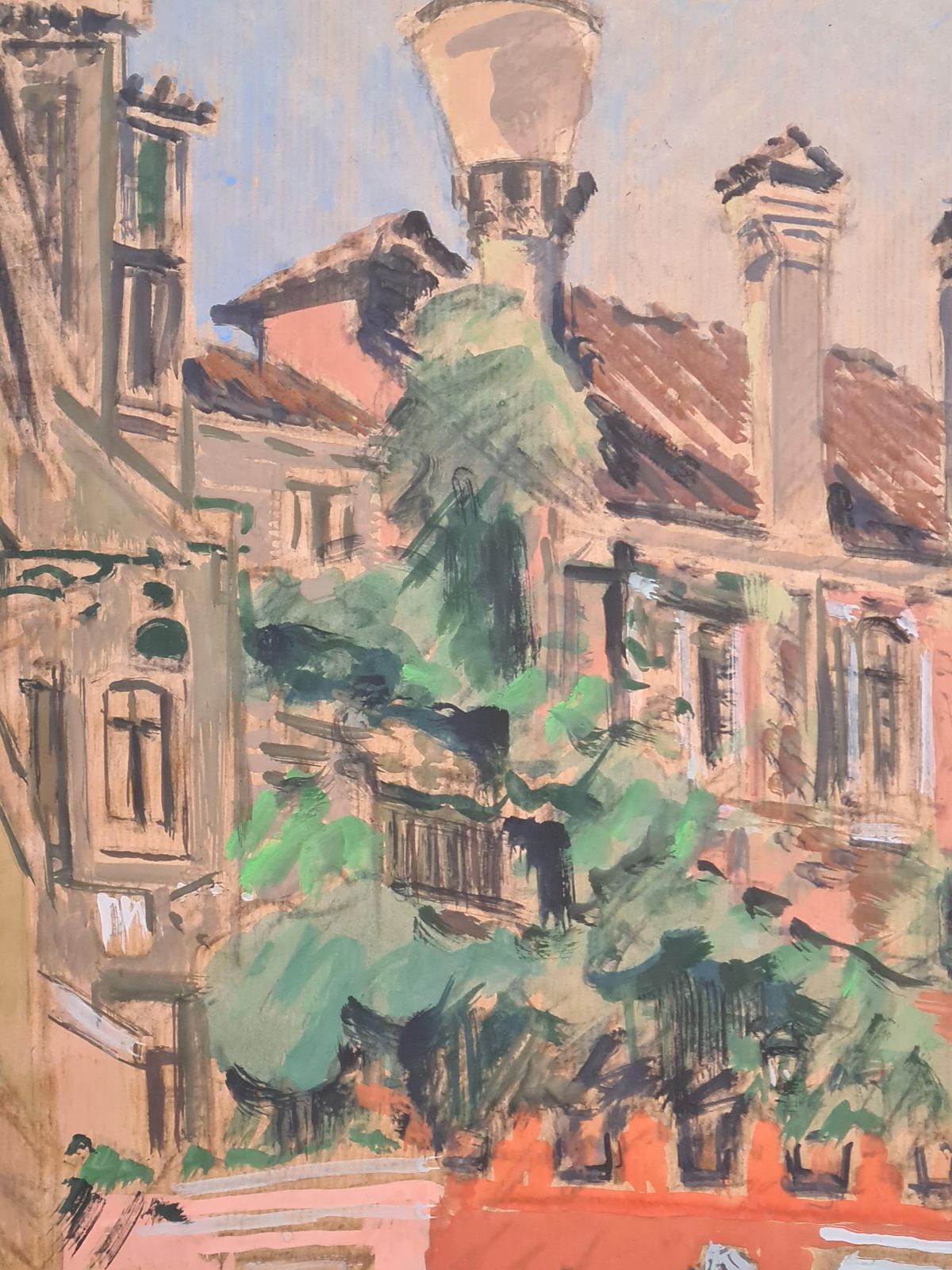 Venice, Large Mid 20th Century Gouache On Paper, A Walk In The Piazza, 1960s By Pierre Pruvost photo 753.0