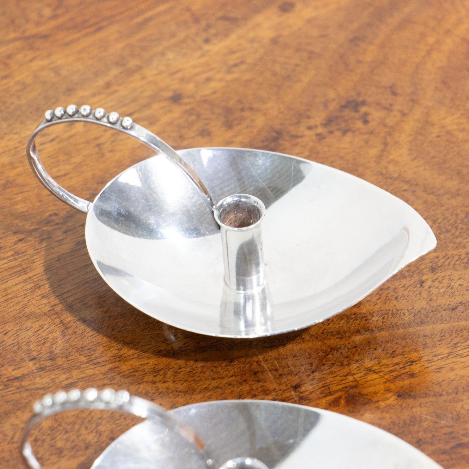 Two Stylish Silver Chambersticks By Geoffrey Guy Bellamy photo vinterior