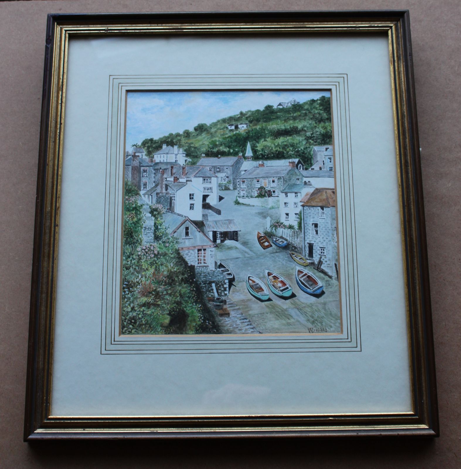Framed Watercolour 'View Of Port Looe' By C W Attfield