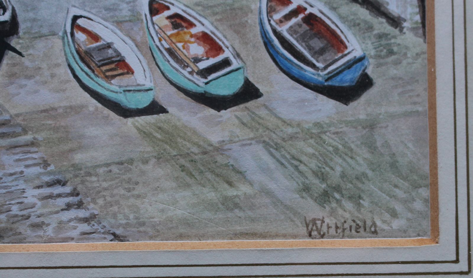 Framed Watercolour 'View Of Port Looe' By C W Attfield photo furniture