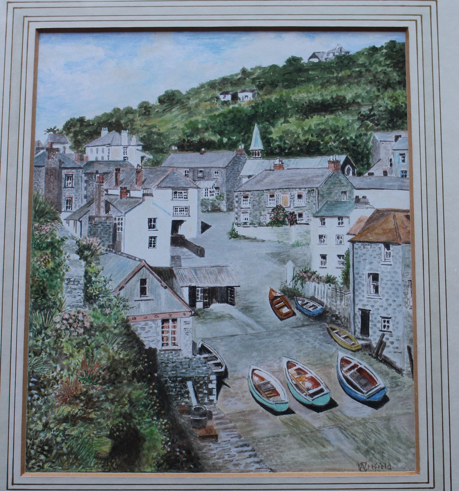 Framed Watercolour 'View Of Port Looe' By C W Attfield photo for sale