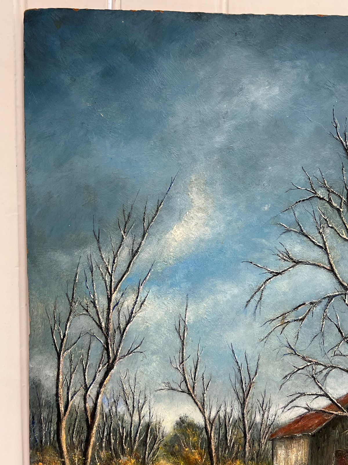 Jean Fourie Country Road With Bare Trees And Winter Barn Landscape Oil Painting photo 420.0