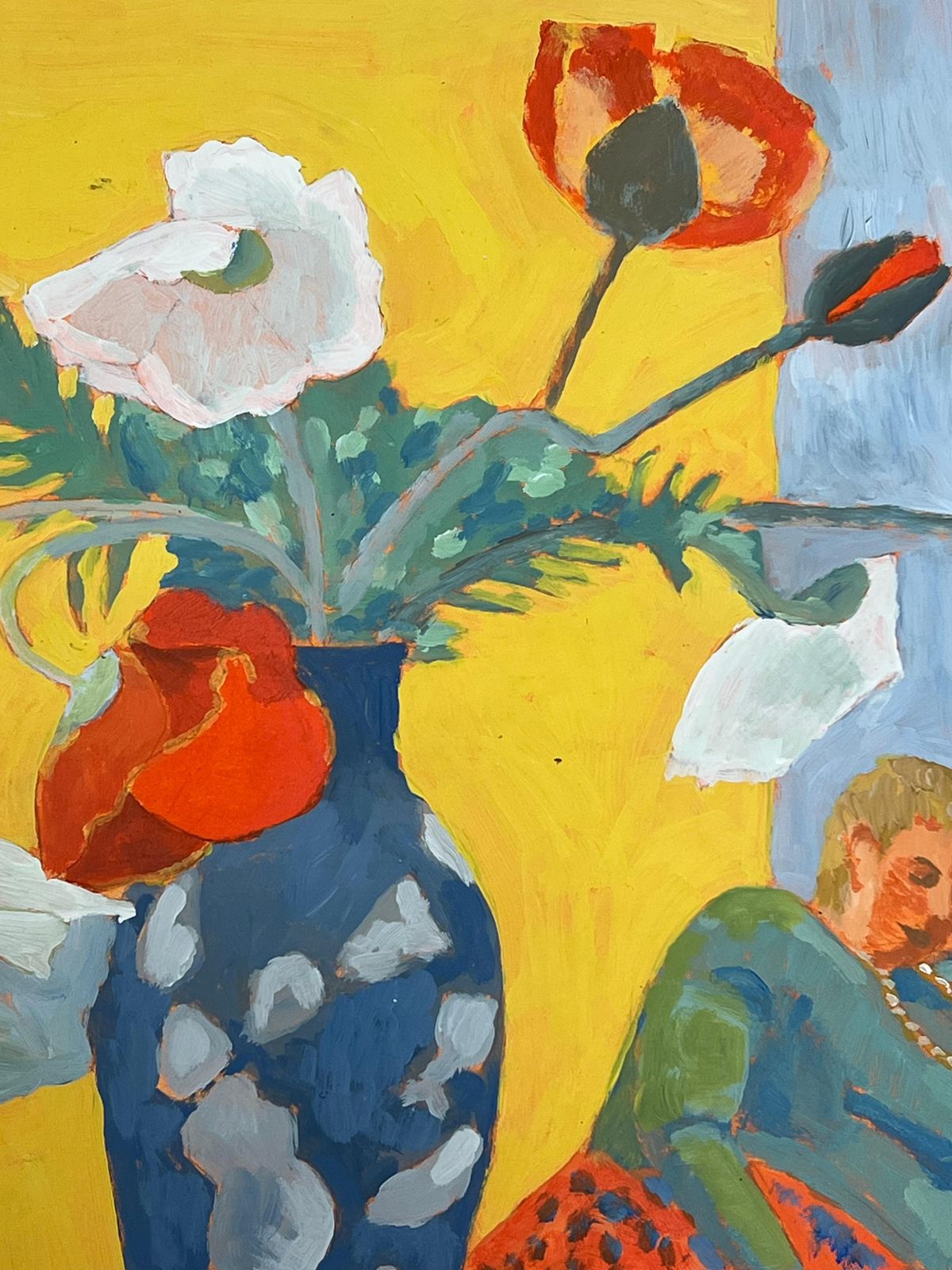 Bright Still Life With Poppies And Reclining Woman Bold And Modernist Style photo Art