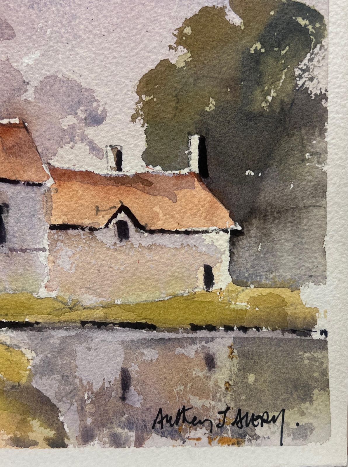 Anthony Avery British Impressionist Watercolor Water Mill House Down The Country Track photo for sale