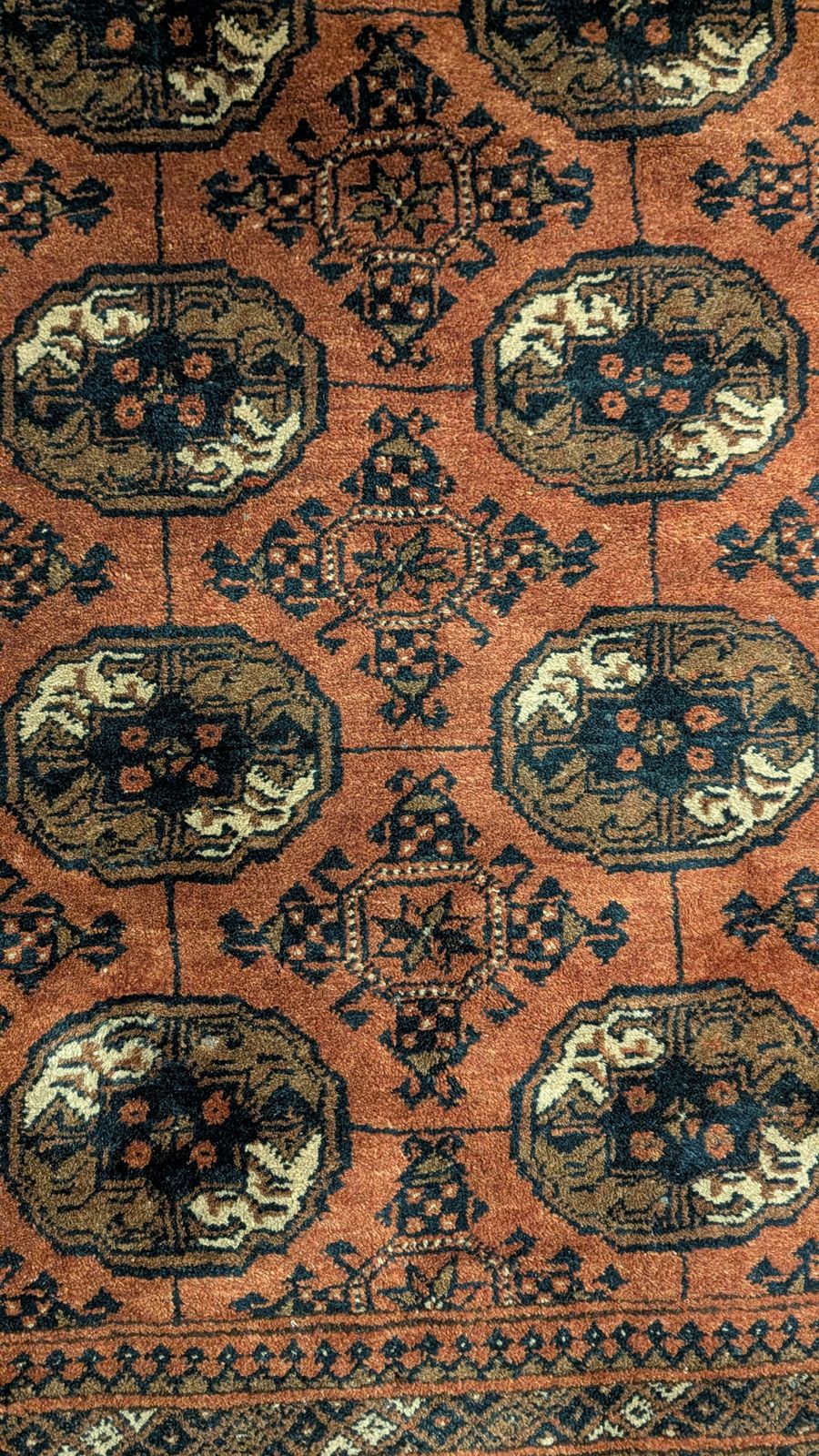 Vintage Hand Knotted Afghan Bukhara Runner Rug (280cm X 100cm) photo for sale