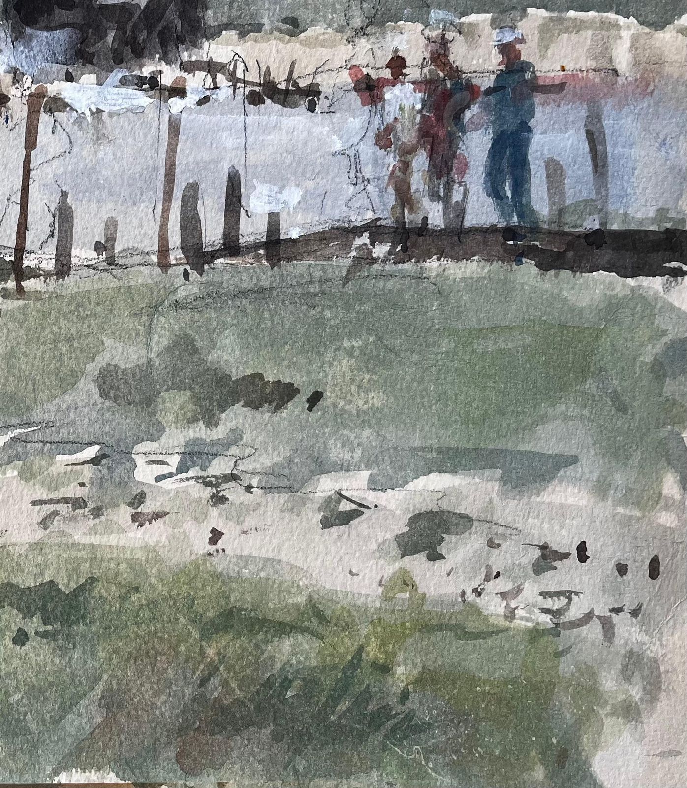 Anthony Herbert Original Watercolour Riverside Jetty With Figures 2006 By Tony Herbert 2006 photo 570.0