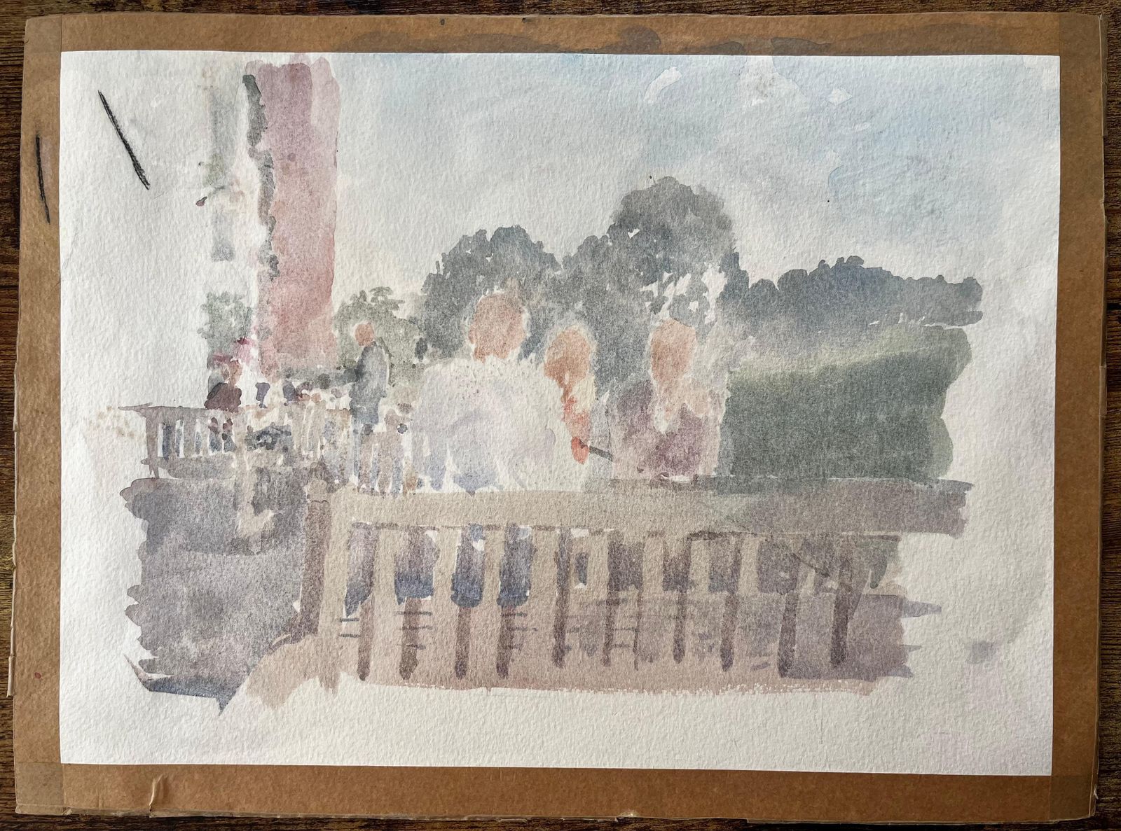 Anthony Herbert Original Watercolour Riverside Jetty With Figures 2006 By Tony Herbert 2006 photo vintage