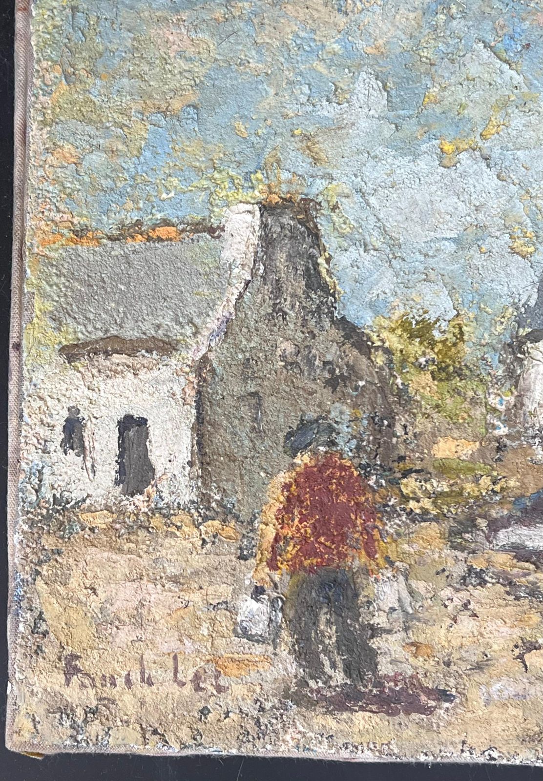 Fanch Lel The Fisherman In Preparation In A French Village Landscape Oil Painting photo Art