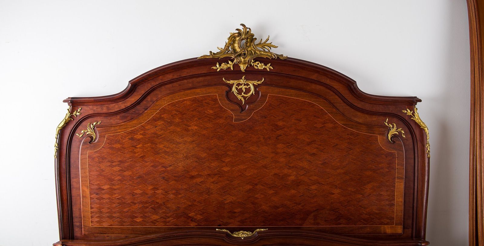 Stunning Antique French Kingwood Parquetry And Ormolu Mounted Bed photo furniture