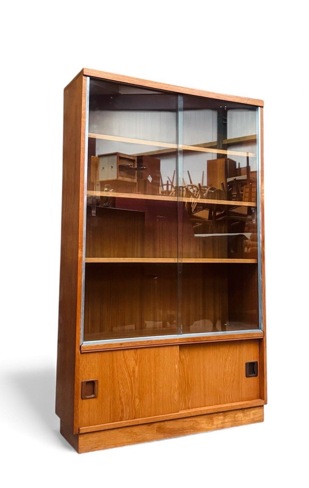 photo vinterior Minty Of Oxford Teak Bookcase Display Cabinet Mid Century C1960 Superior Quality