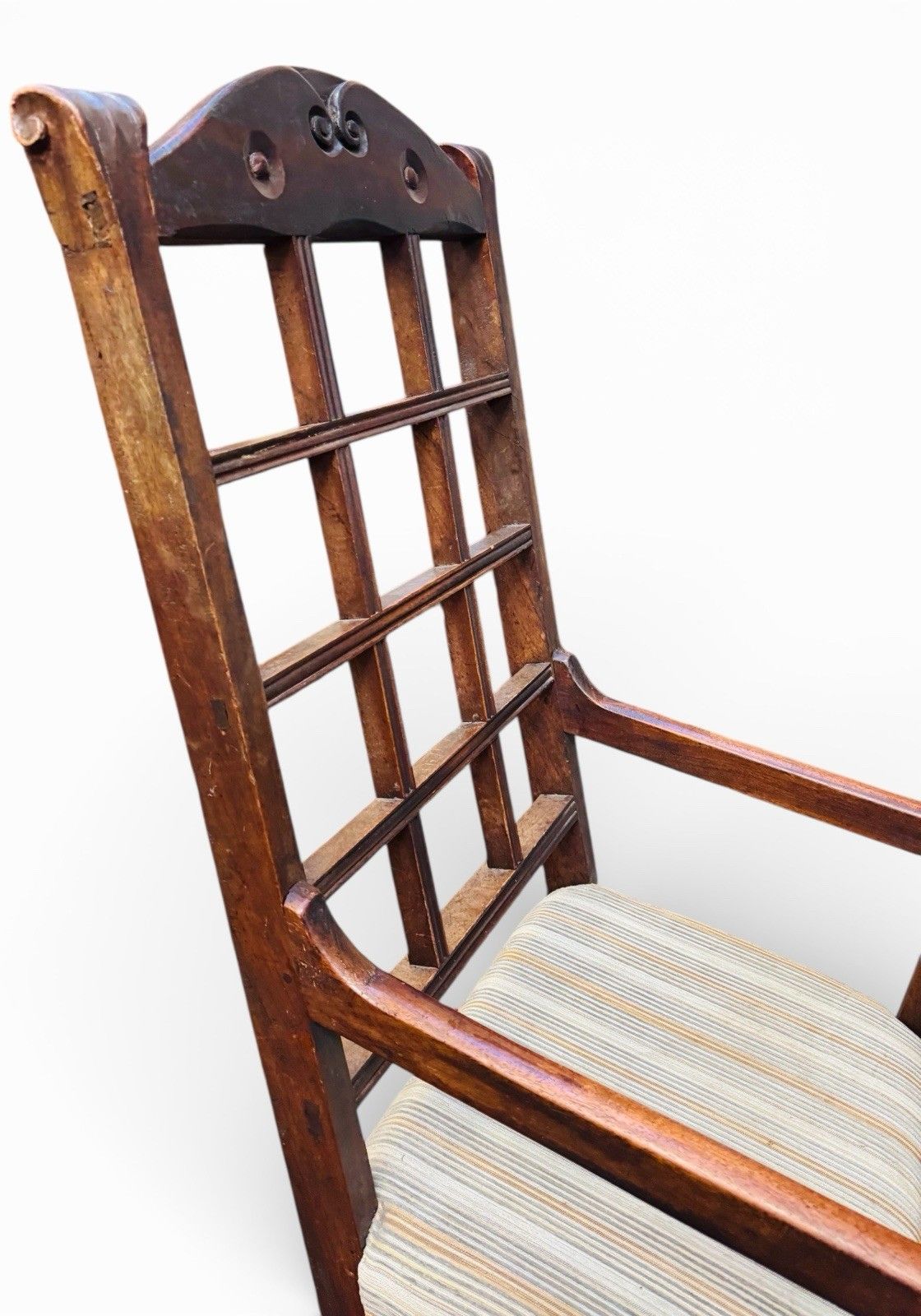Furniture Antique William Birich Mahogany Armchair Arts And Crafts Lattice Backs C1900s photo