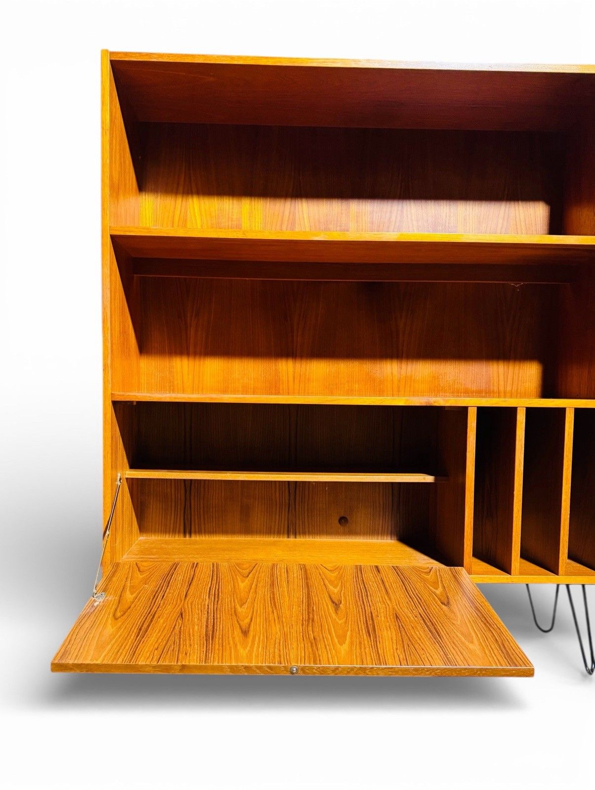 Danish Poul Hundvead Teak Bookcase Record Cabinet Hair Pin Legs Retro C1970s photo buy