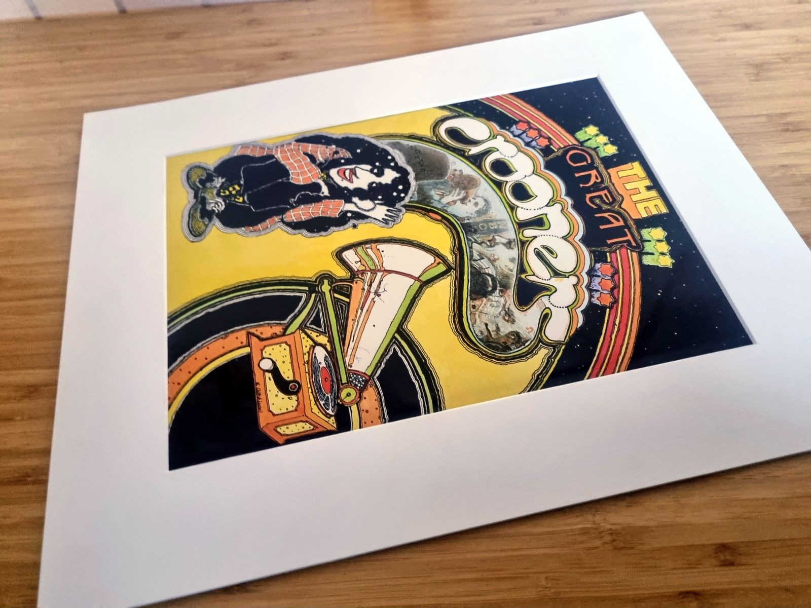 Vintage Magazine Illustration Art Print, Ed Aitchison The Great Crooner Artwork, Psychedelic Music Scene Mounted photo vinterior