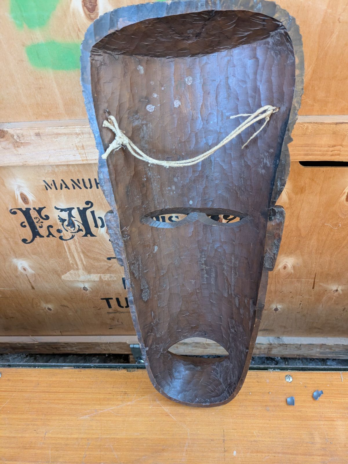 Vintage Hand Carved Makonde Hand Carved Tribal Ebony Wall Mounted Face Mask  65 X 25 X 12 From The Malde Collection photo 275.0