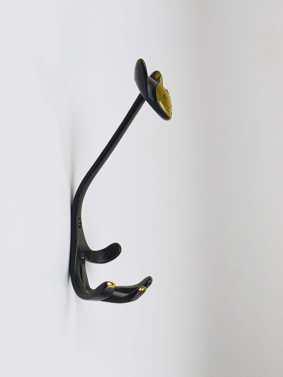 Walter Bosse Cat Zoo Brass Animal Wall Hook By Herta Baller, Austria, 1950s photo vintage
