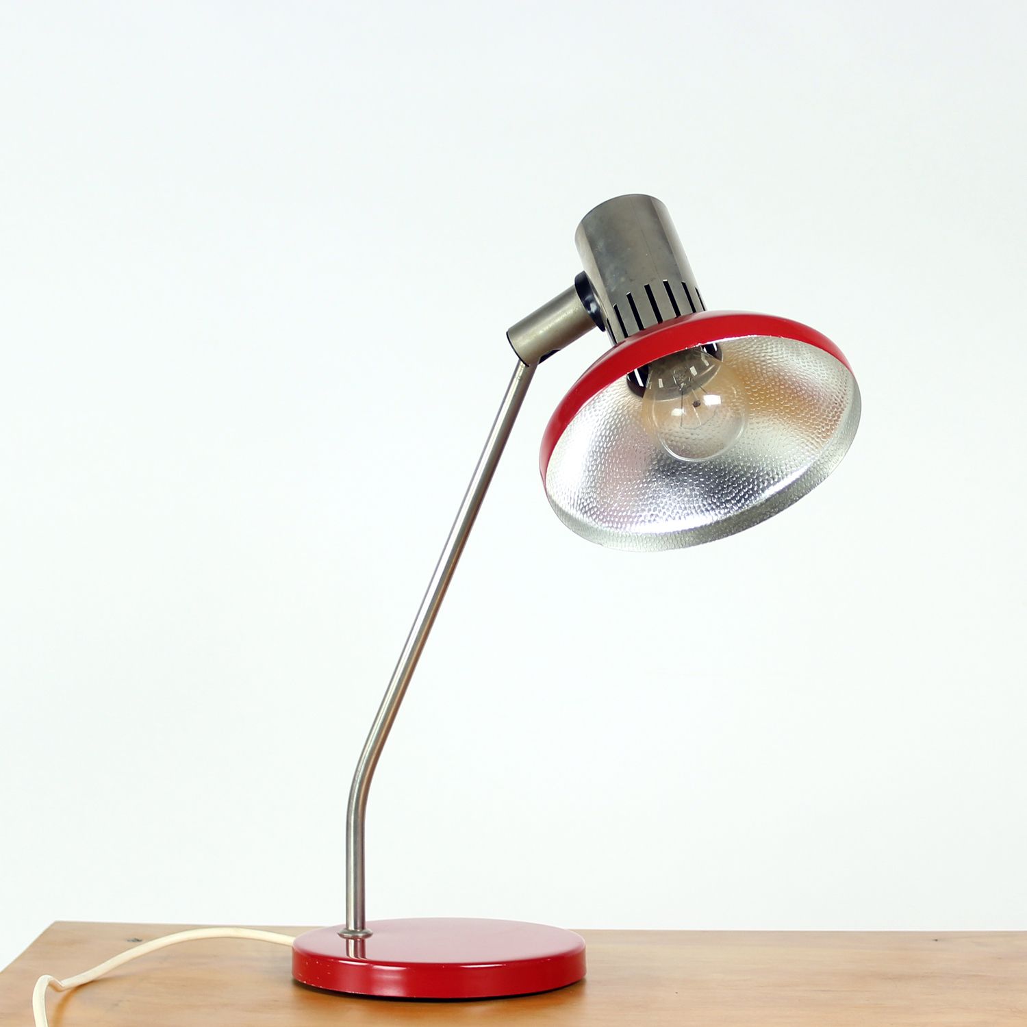 photo for sale Midcentury Red Table Lamp By Aka Leuchen, Germany 1970s
