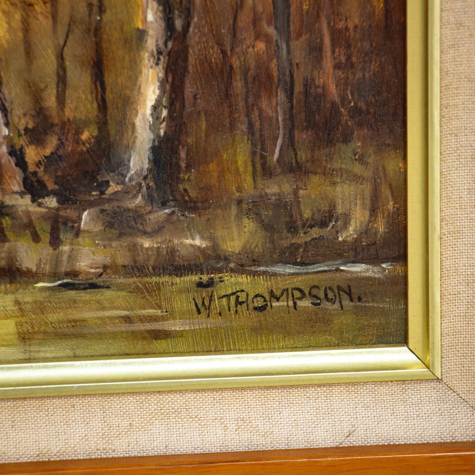 Woodland Landscape Oil On Board Signed W. Thompson photo furniture