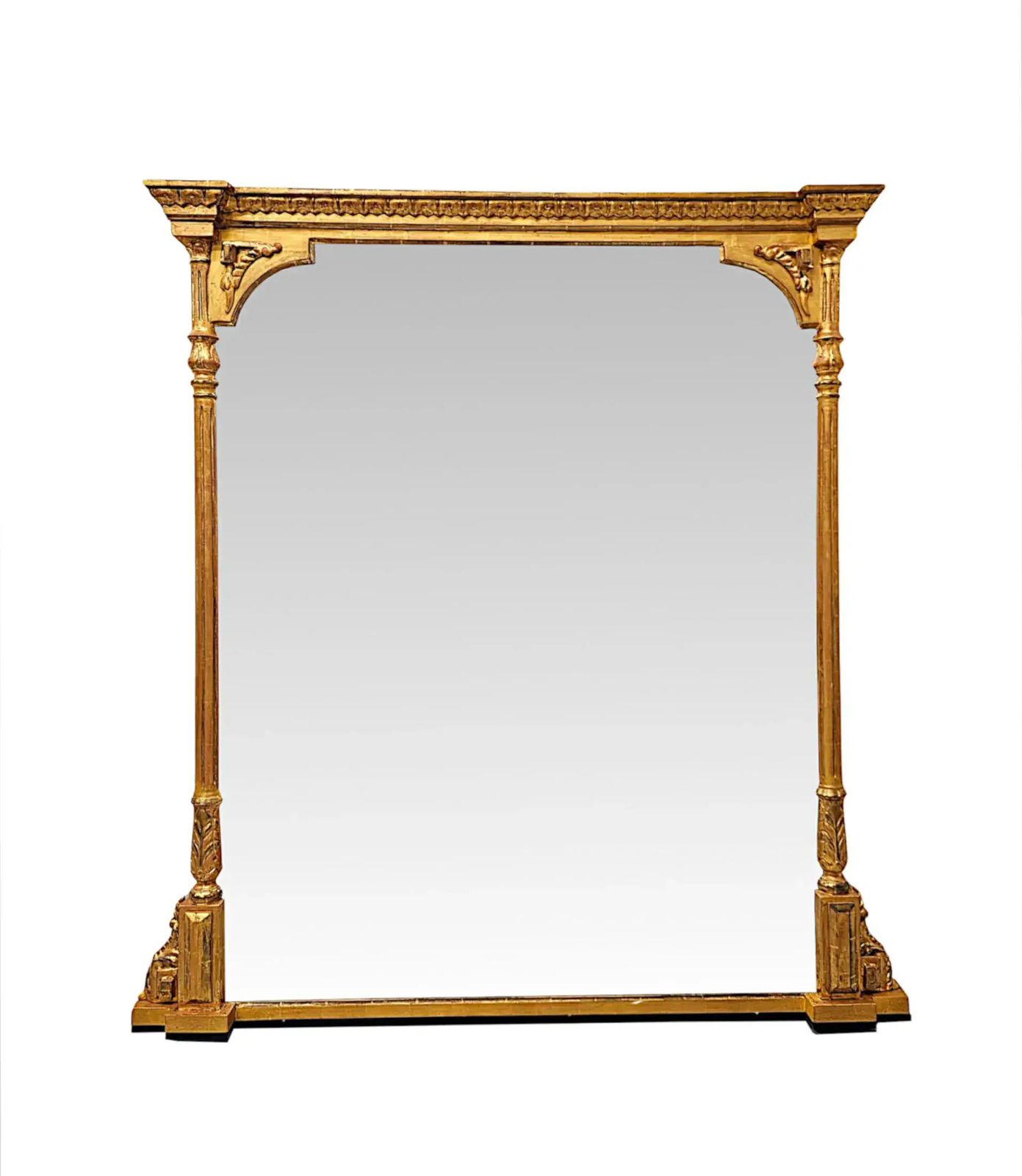 A Stunning Large Size 19th Century Giltwood Overmantel Mirror