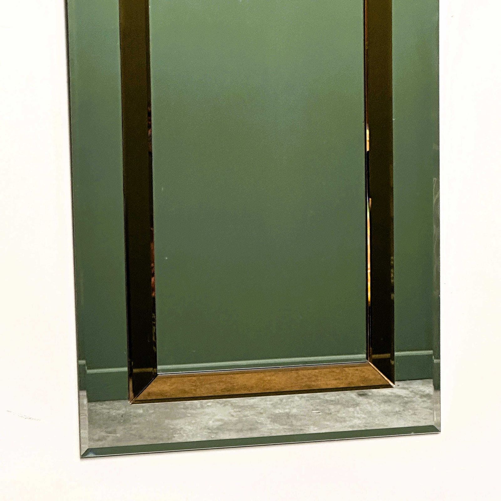 Large German Beveled Mirror With Bronze Tinted Border, 1980s photo vintage
