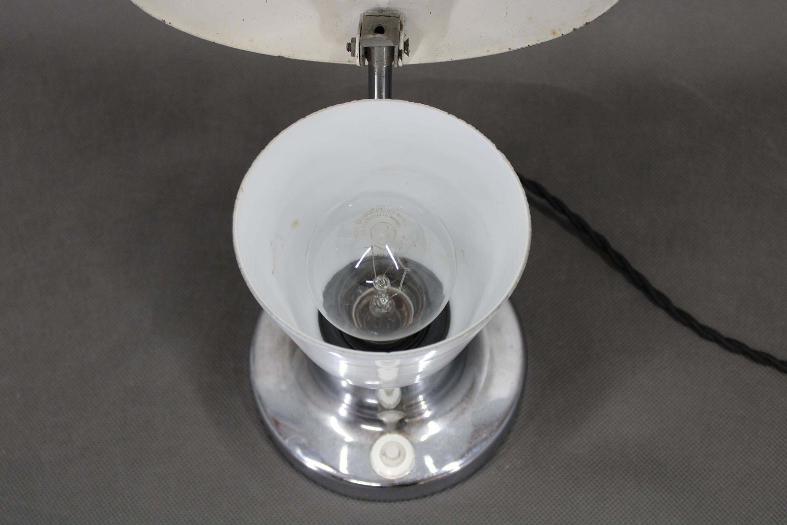 Lighting Napako Art Deco Chrome And Opal Glass Table Lamp, Czechoslovakia 1930s photo