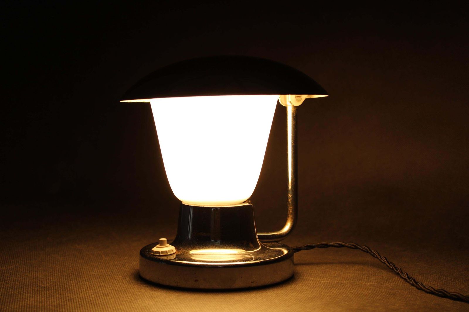 photo buy Napako Art Deco Chrome And Opal Glass Table Lamp, Czechoslovakia 1930s